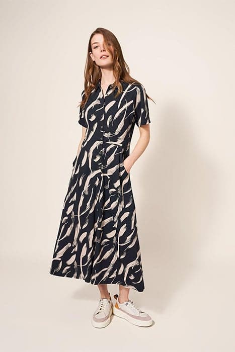 RUA JERSEY SHIRT DRESS BLACK PRINT by White Stuff