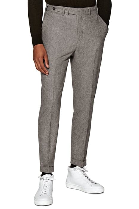 TAUPE WIDE LEG TAPERED BLAKE TROUSERS by Suitsupply