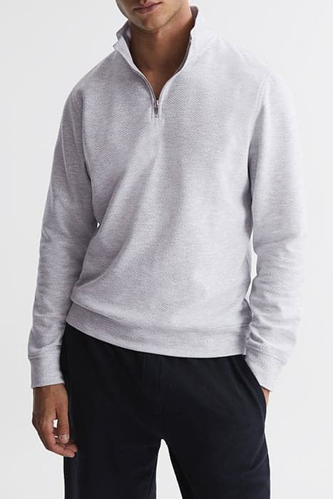 BISHOP-LS TEXTURED FUNNEL GREY MELANGE by Reiss