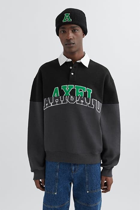 UNIFY RUBGY POLO SWEATSHIRT BLACK / FADED BLACK by Axel Arigato