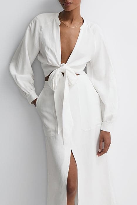 AXELLE-TIE FRONT BLOUSE WHITE by Reiss