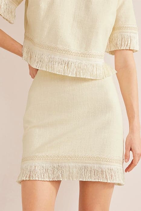 FRINGE DETAIL MINI SKIRT ECRU by Boden