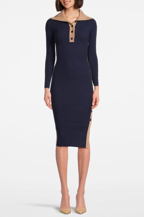 NIKOLA-KNITTED BODYCON NAVY/CAMEL by Reiss