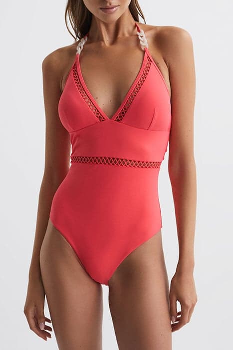 RAY-COLOURBLOCK SWIMSUIT CORAL by Reiss