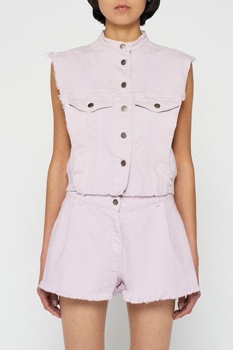 CROPPED TWILL GILET PALE LILAC by 10DAYS