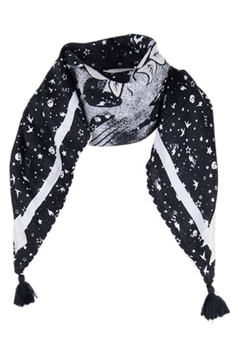 GIRLS’ BLACK ROCK MOTIF SQUARE SCARF BLACK by IKKS