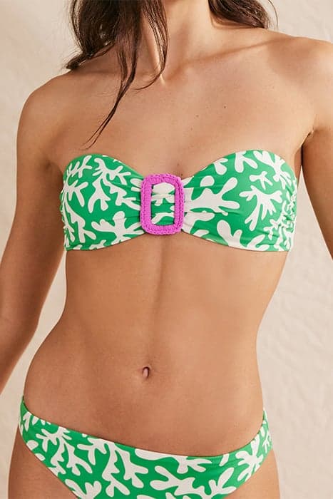 TAORMINA BANDEAU BIKINI TOP GREEN, ABSTRACT FOLIAGE by Boden