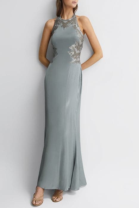 FERN-METALLIC LACE MAXI SILVER by Reiss