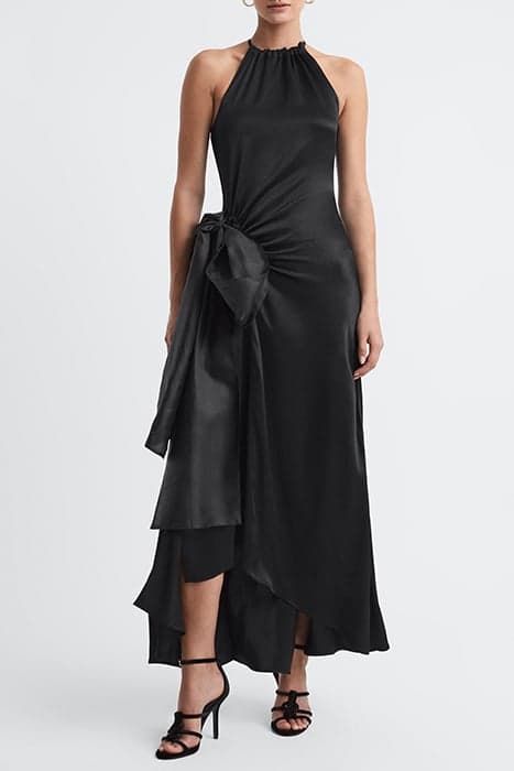 LUNA-RUCHED SIDE MAXI DRE BLACK by Reiss