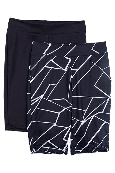 LADIES AOP CYCLE SHORTS 2-PACK GEOMETRIC BLACK+BLACK by Urban Classics