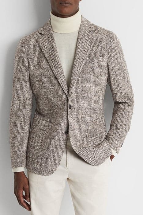 FEATHER-SB 2B NOTCH CHECK GREY by Reiss