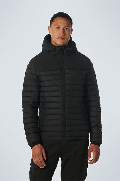 JACKET HOODED SHORT FIT PADDED MIX BLACK by No Excess