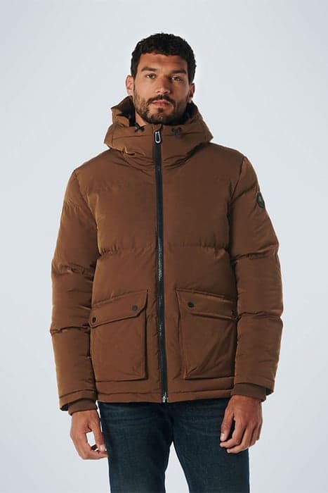 JACKET SHORT FIT HOODED PADDED CAMEL by No Excess