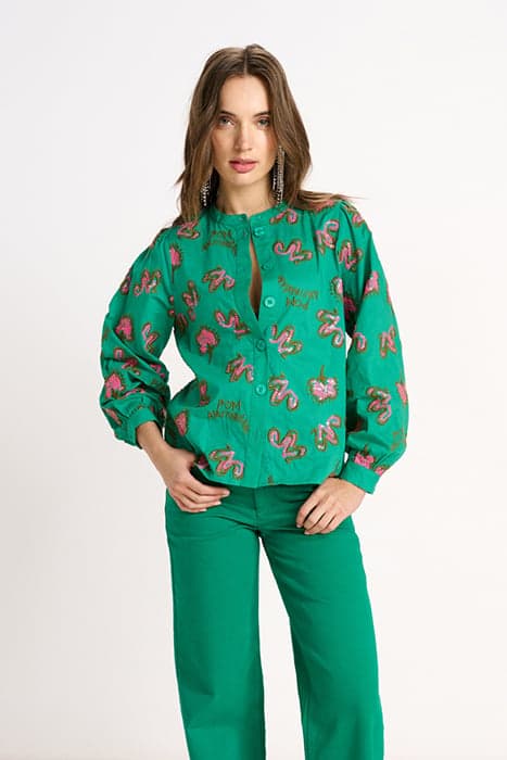 BLOUSE - FERN GREEN SHINE by POM Amsterdam