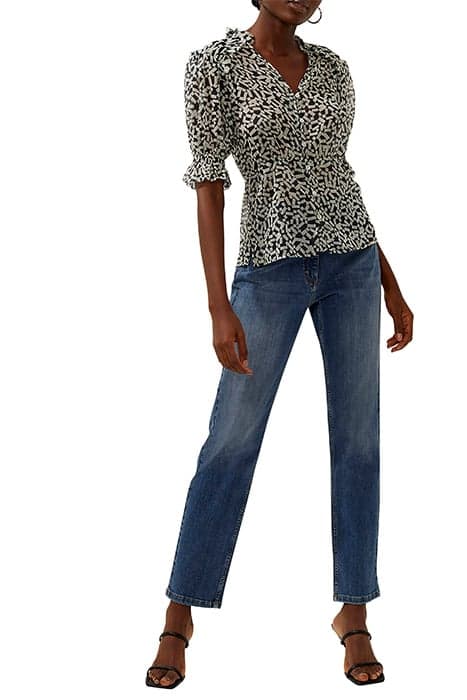 HELENA RECYCLED CRINKLE TOP UTILITY BLUE/ CLASSIC CREAM by French Connection