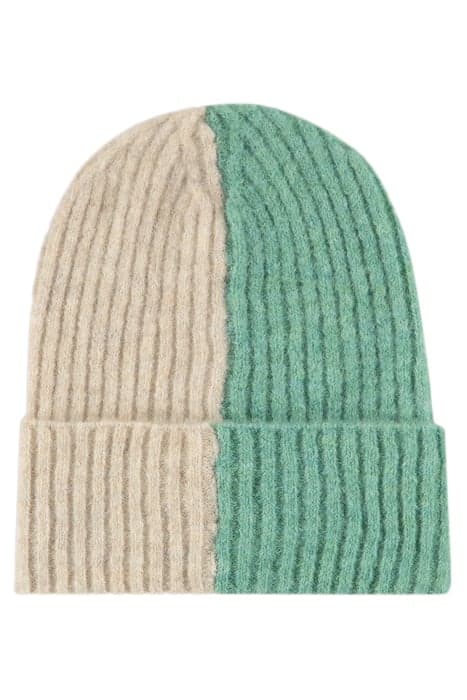 BEANIE TWO-TONE COMPACT WOOL ELASTANE GREENS by Summum Woman