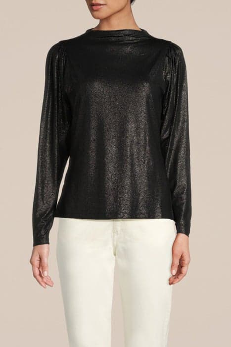 T-SHIRT METALLIC COATED JERSEY BLACK by Summum Woman