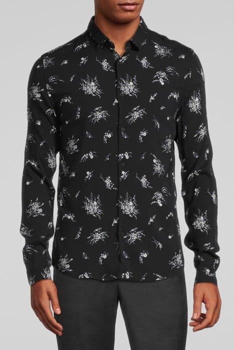 BLACK FLOWER MOTIF SLIM SHIRT BLACK by IKKS