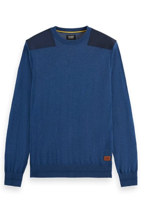 CREW NECK WITH NYLON DETAILS OCEAN BLUE by Scotch & Soda