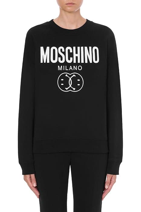 DOUBLE SMILEY® ORGANIC COTTON SWEATSHIRT BLACK by Moschino