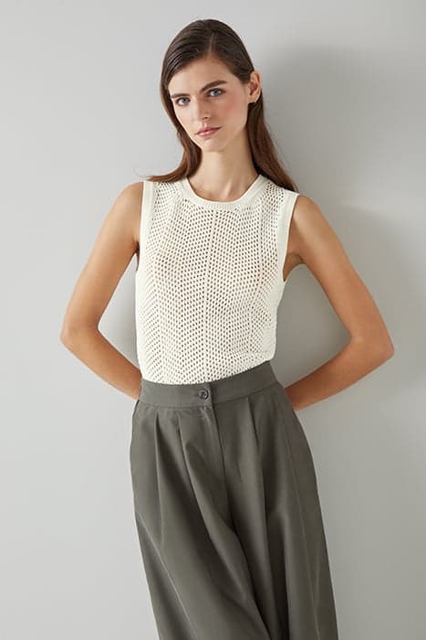 TK AVA CREW NECK KNIT TOP PURE WHITE by LK Bennett