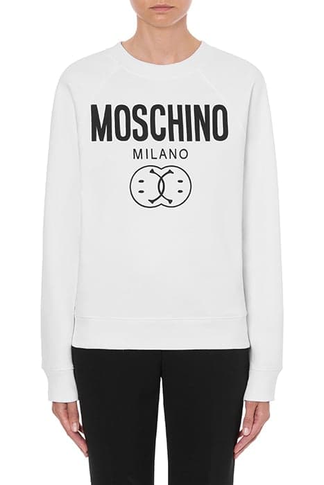 DOUBLE SMILEY® ORGANIC COTTON SWEATSHIRT WHITE by Moschino