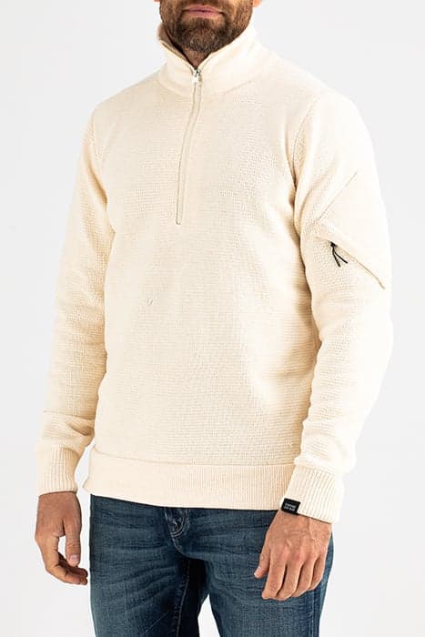 CAVAN HALF ZIP BEIGE GREY by Butcher of Blue