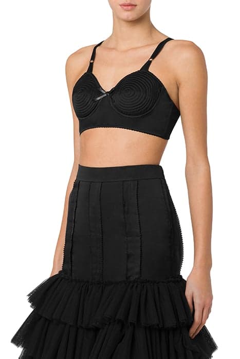 CROP TOP IN VISCOSE SATIN BLACK by Moschino