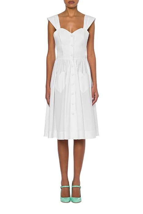 HEART APPLIQUE POPLIN DRESS WHITE by Moschino