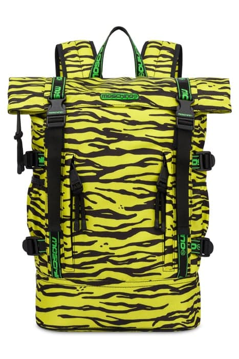 ALLOVER TIGER PRINT NYLON BACKPACK YELLOW by Moschino