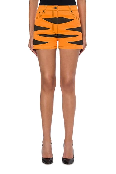 CHINESE NEW YEAR COTTON GABARDINE SHORTS ORANGE by Moschino