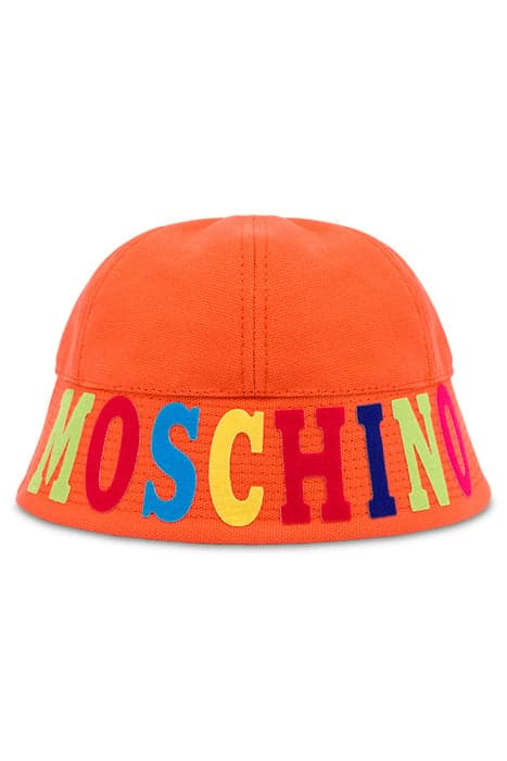 MULTICOLOR LOGO CANVAS HAT ORANGE by Moschino