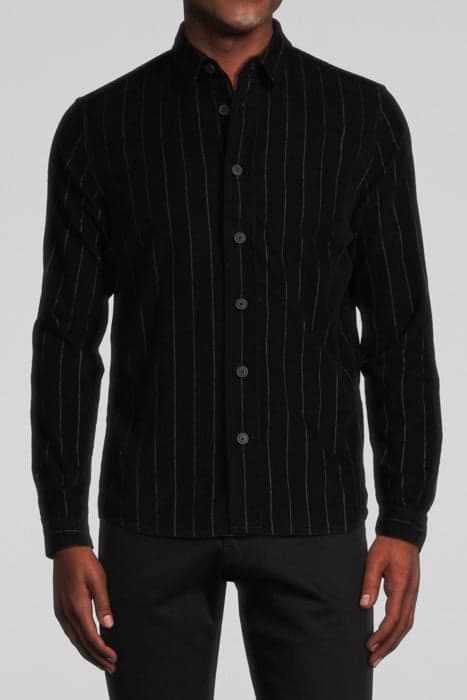 BLACK STRIPED ORGANIC VELVET REGULAR SHIRT BLACK by IKKS