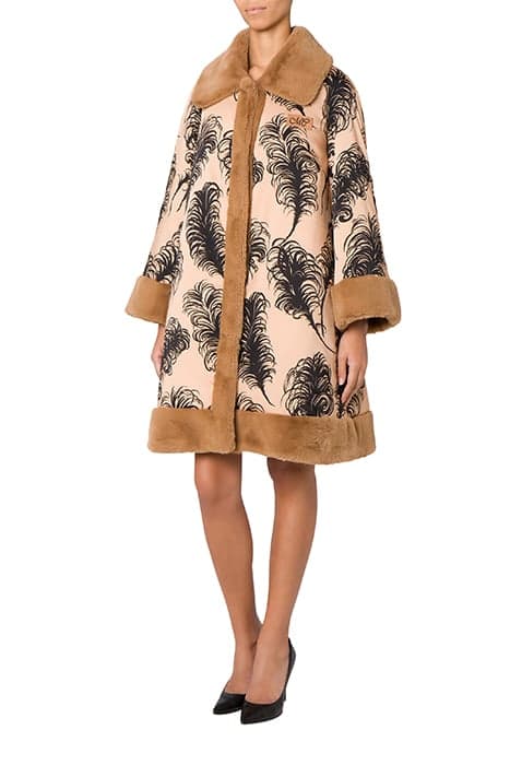 ALLOVER FEATHERS COAT BEIGE by Moschino