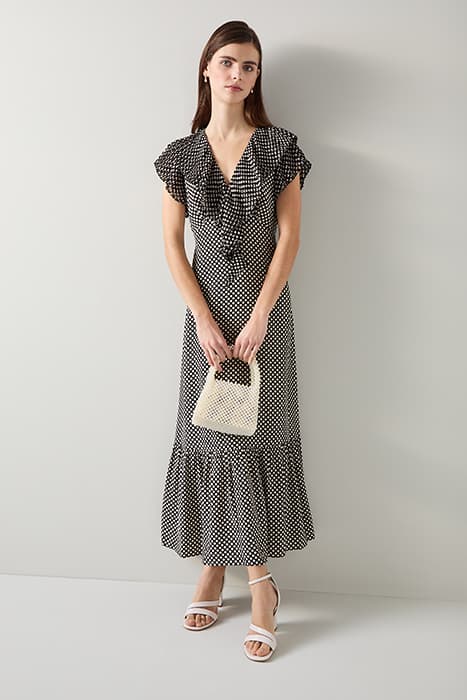 DR DAPHNE POLKA DOT DRESS BLACK/CREAM by LK Bennett