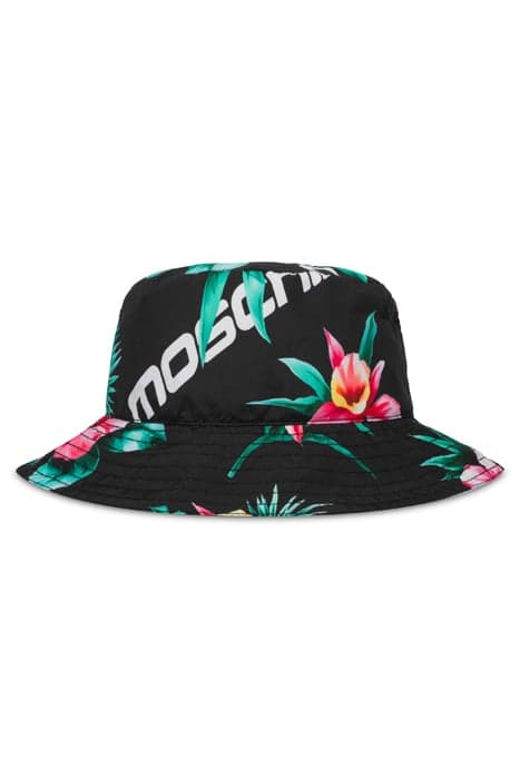 HIBISCUS PRINT NYLON HAT BLACK by Moschino