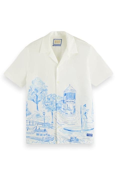 TENCEL PLACEMENT PRINT SHORT SLEEVE SHIRT CANAL BOATS AOP by Scotch & Soda