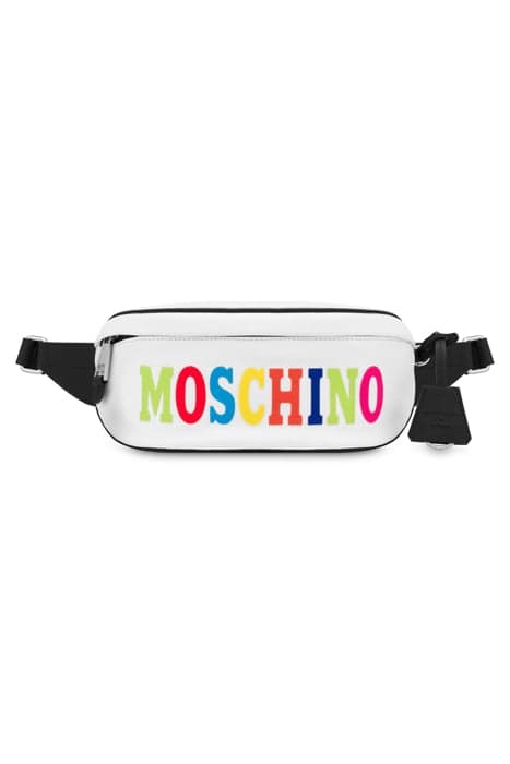 MULTICOLOR LOGO CANVAS BELT BAG WHITE by Moschino