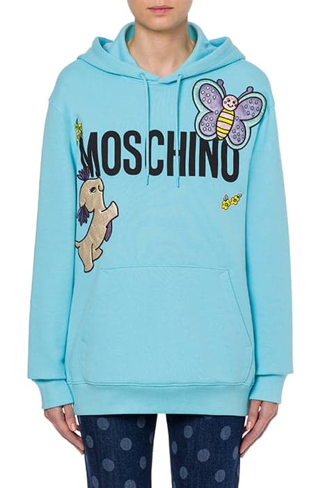 ANIMALS PATCH HOODIE BLUE by Moschino