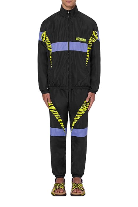 TIGER DETAILS LIGHTWEIGHT NYLON WINDBREAKER BLACK by Moschino