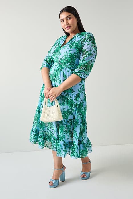 DR ELEANOR FRILL DRESS GREEN/BLUE by LK Bennett