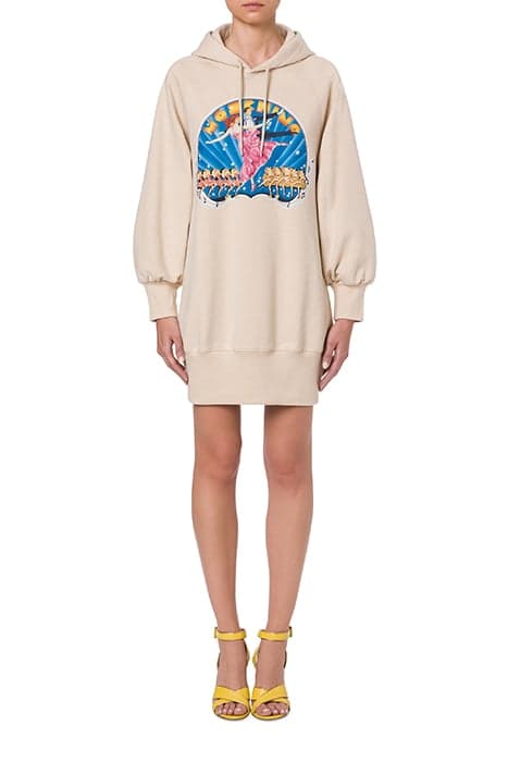 HOLLYWOOD MUSICAL MÉLANGE FLEECE DRESS WHITE by Moschino