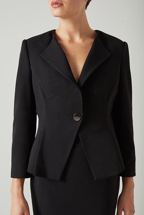 JK SKY - V NECK LAPEL JAC BLACK by LK Bennett