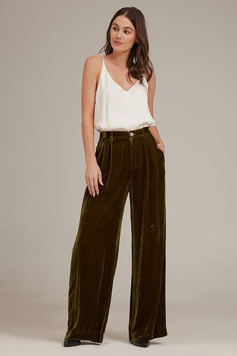 PLEATED WIDE LEG TROUSER OLIVE GOLD by Bella Dahl