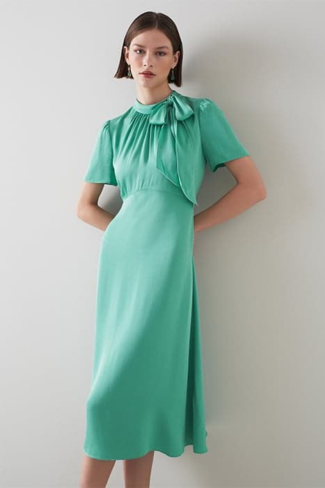 DR KLINE - TIE NECK SATIN JADE by LK Bennett