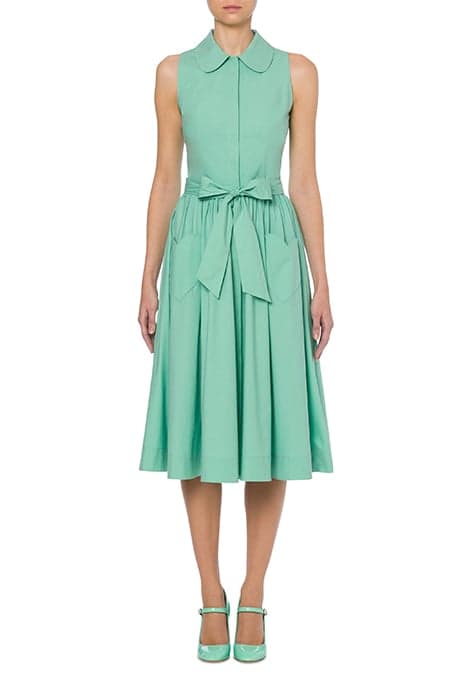 HEART APPLIQUE STRETCH POPLIN DRESS GREEN by Moschino