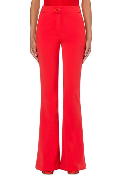 MOSCHINO BUTTON CREPE FLARED TROUSERS RED by Moschino