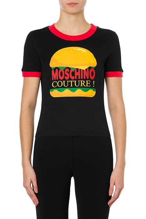 HAMBURGER ORGANIC JERSEY T-SHIRT BLACK by Moschino