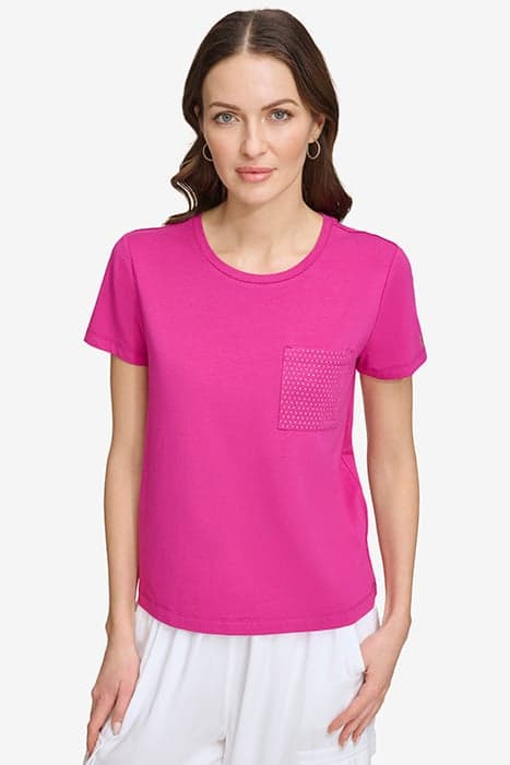 S/S STUD PKT T SHRT RASPBRRY COCKTAIL by DKNY