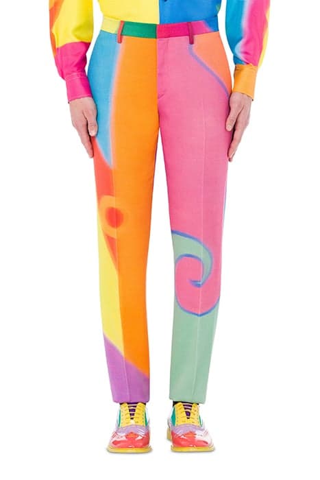 PROJECTION PRINT WOOL TROUSERS MULTICOLOR by Moschino